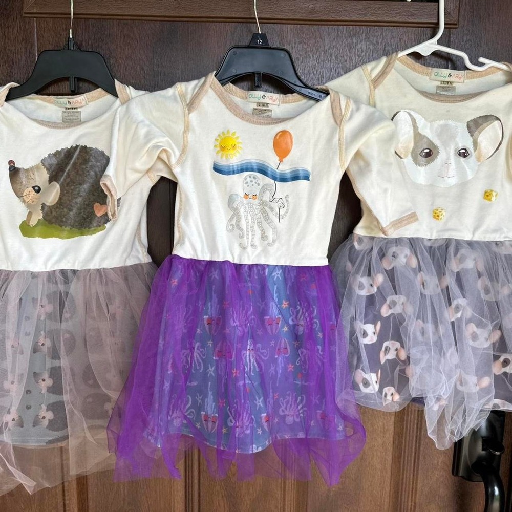 Olly and Arya Boutique Girls 12-18M Illustrated Cottagecore Storybook Animal Tu